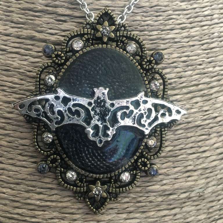 "Dark Bat" crystal silver patina